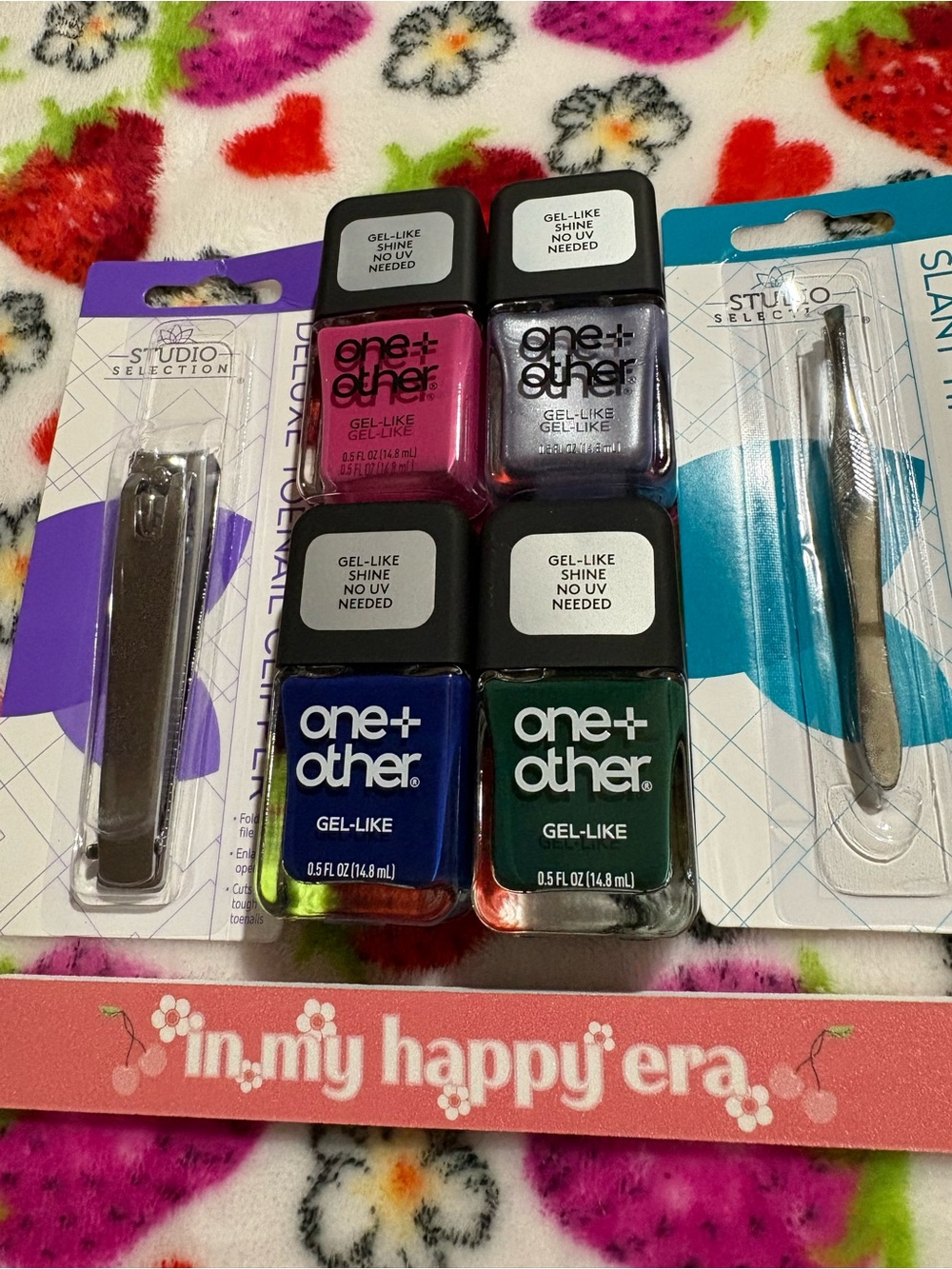 Gel-Like Nail Polish Set with Nail Tools - Pink, Purple, Blue, Green